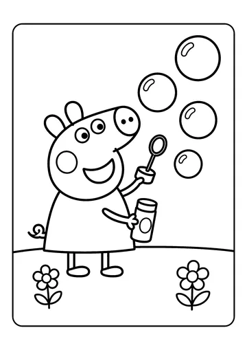 Peppa Playing With Bubbles coloring page