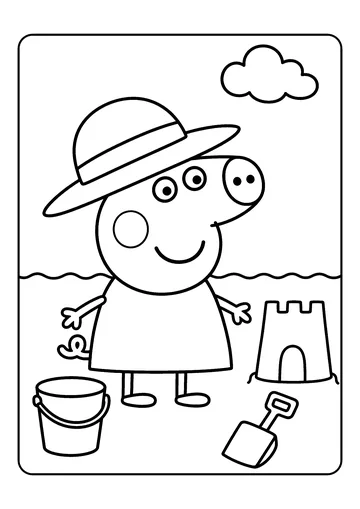 Peppa at the Beach coloring page