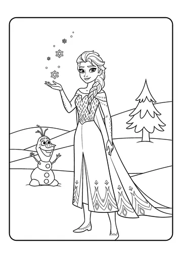 Elsa Standing in the Snow coloring page