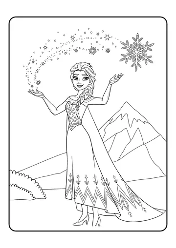 Elsa Casting a Snow Spell coloring page