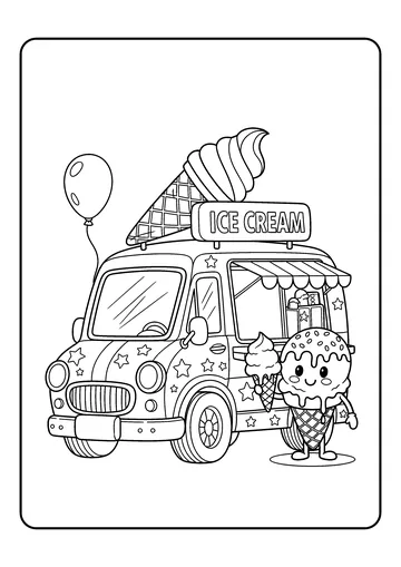 Van With Smiling Cone coloring page