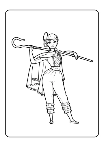 Bo Peep with Her Shepherd’s Crook coloring page