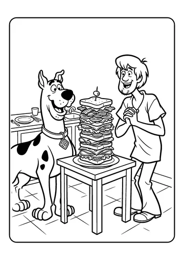 Scooby-Doo and Shaggy Sandwich Stack coloring page