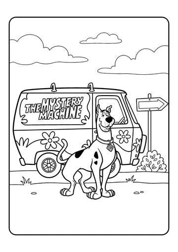 Mystery Machine Road Stop coloring page
