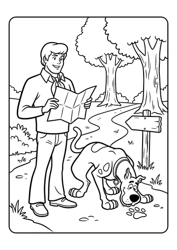 Fred and Scooby-Doo Read the Map coloring page