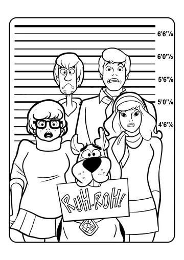 Mystery Inc. Police Lineup coloring page