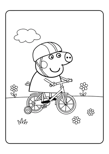 Peppa Pig Riding a Bicycle coloring page