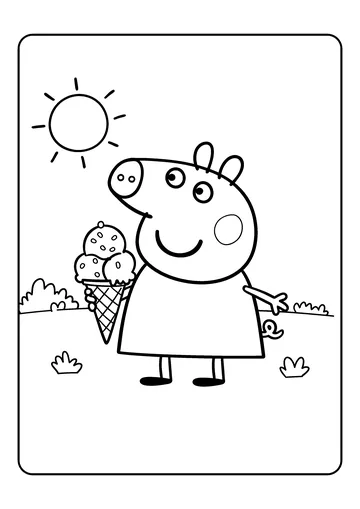 Peppa Pig Eating Ice Cream coloring page