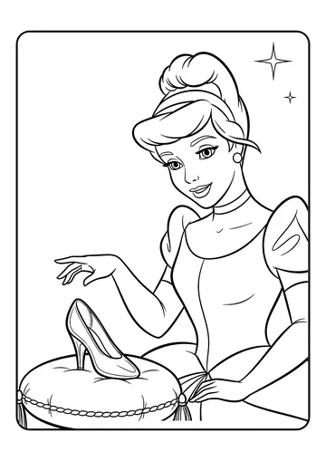 The Glass Slipper on the Cushion coloring page