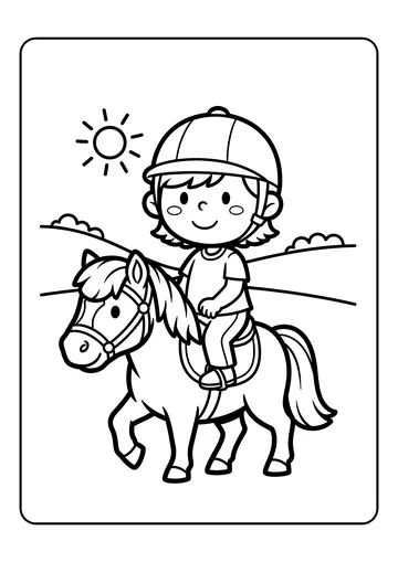 Girl Riding a Pony coloring page
