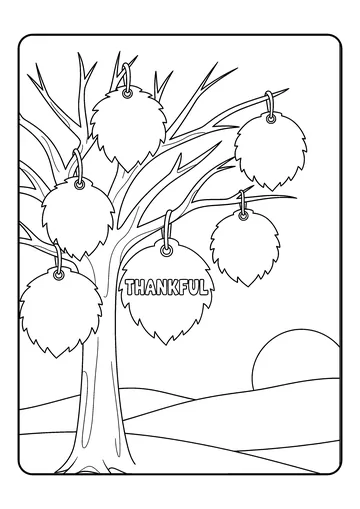 Simple Thankful Tree coloring page