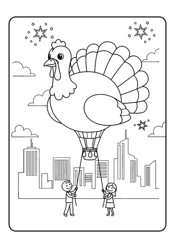 Friendly Turkey Parade Balloon coloring page