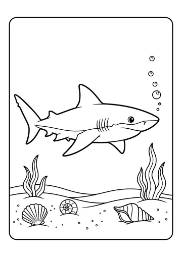 Friendly Reef Shark With Shell Path coloring page