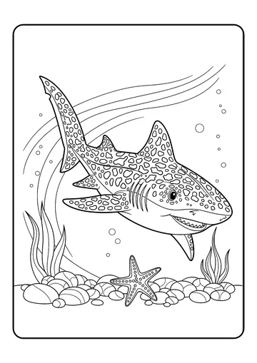 Leopard Shark Over Pebble Bed coloring page