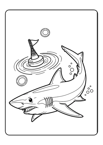 Shortfin Mako and Buoy Marker coloring page