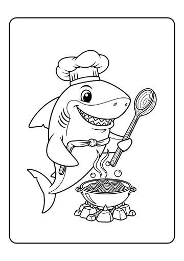 Chef Shark’s Seaweed Soup coloring page