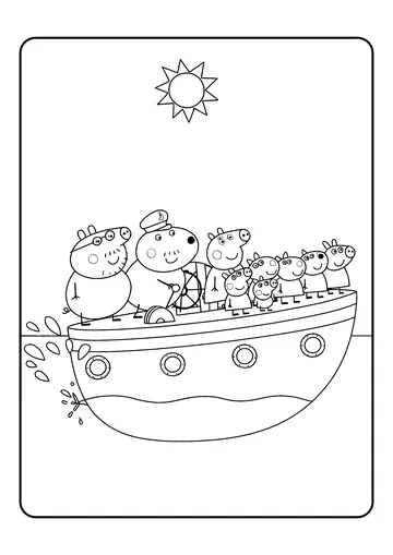 Family Boat Trip With Captain Dog coloring page