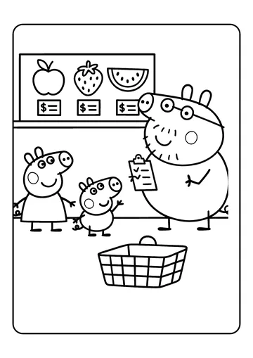 Supermarket Fruit Pickers coloring page