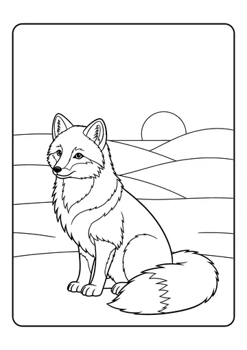 Arctic Fox on Snowbank coloring page