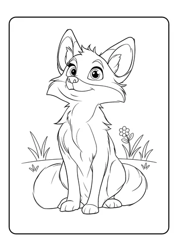 Sunny Meadow Fox Pose coloring page