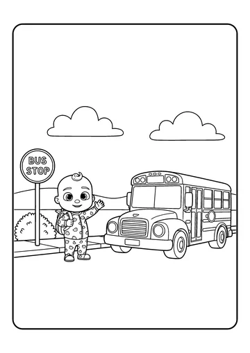 Jj’s Bus Stop Morning coloring page