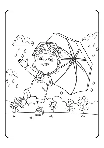 Tomtom’s Rainy Day Umbrella coloring page