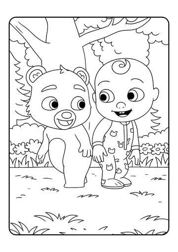 Jj & Boba Bear’s Forest Stroll coloring page