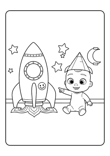 Space Pretend Rocket coloring page