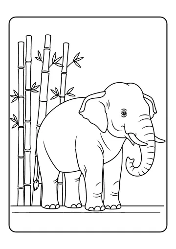 Asian Elephant in Bamboo coloring page