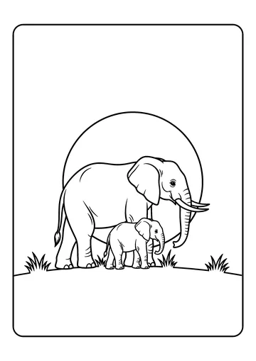Sunset Silhouettes coloring page