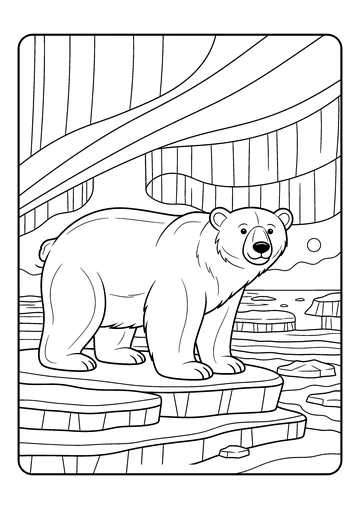 Aurora Night with Polar coloring page