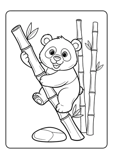 Panda on a Bamboo Ladder coloring page