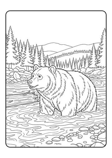Forest River Crossing coloring page