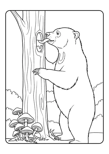 Sun Bear Tree Treat coloring page