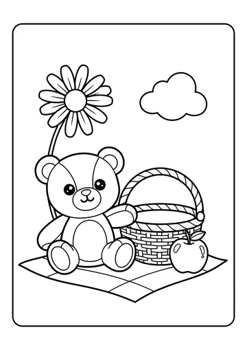 Teddy Picnic on the Lawn coloring page