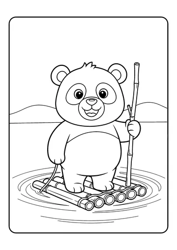Panda Bamboo Raft Wave coloring page