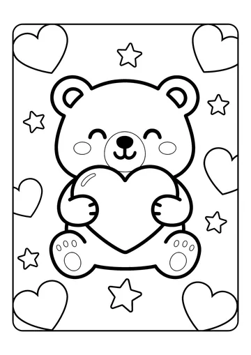 Teddy Heart Hugs coloring page