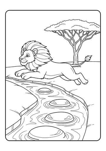 Leaping the Stream coloring page