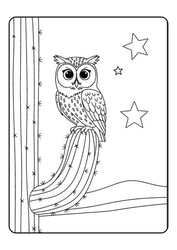 Elf Owl by Desert Cactus coloring page