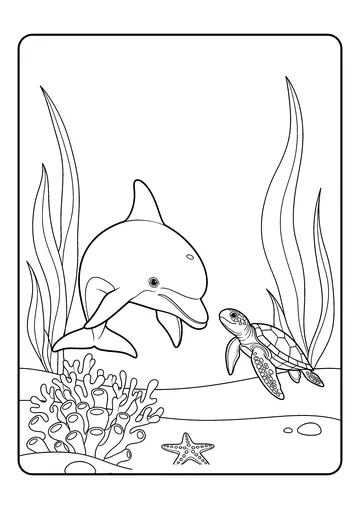 Reef Peek With Curious Turtle coloring page