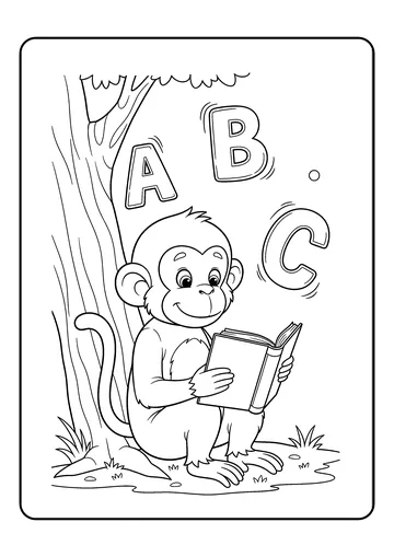 Study Time Under a Tree coloring page
