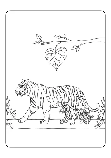 Mother and Cub Walk coloring page