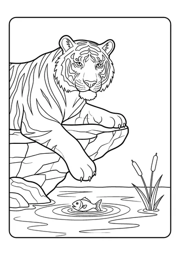 Quick Paw at Fish coloring page