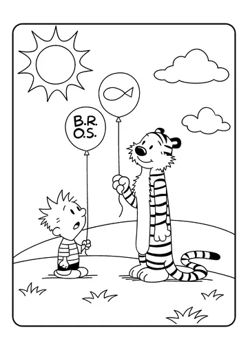 Calvin and Hobbes Balloon Day coloring page