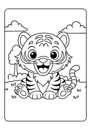 Happy Baby Tiger Sit coloring page