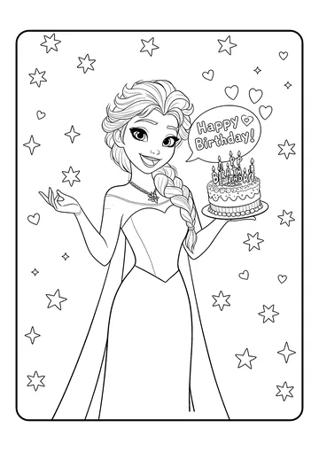 Elsa’s Birthday Surprise coloring page