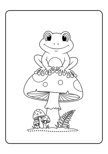 Frog on a Mushroom Seat coloring page
