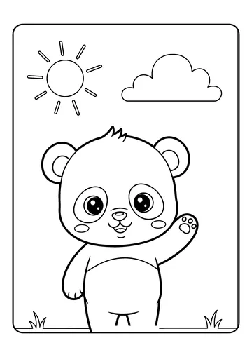 Baby Panda Waving Hello coloring page