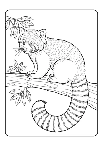 Red Panda on a Curved Branch coloring page