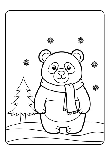 Panda in the Snow With Scarf coloring page